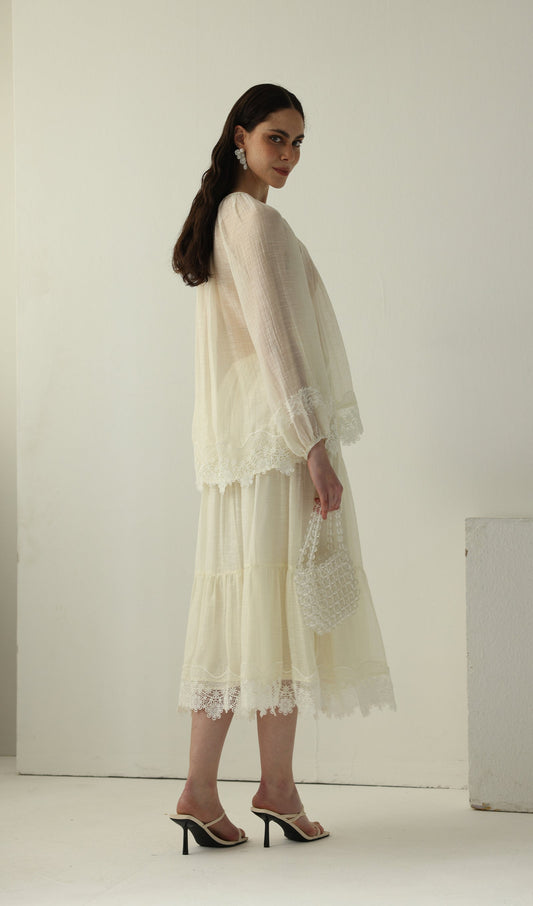 Long Sleeved Lace Panel Top