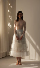 Lace Pleated Panel Skirt