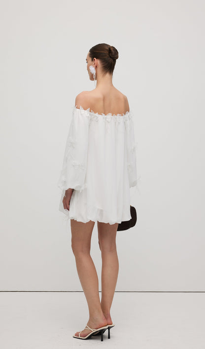 Off Shoulder With Butterfly Embellished Mini Dress