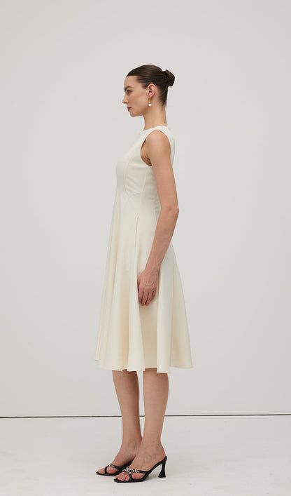 A Line Sleeveless Midi Dress