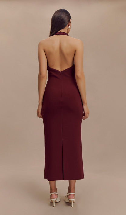 Crepe Halter Midi Dress