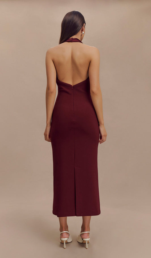 Crepe Halter Midi Dress