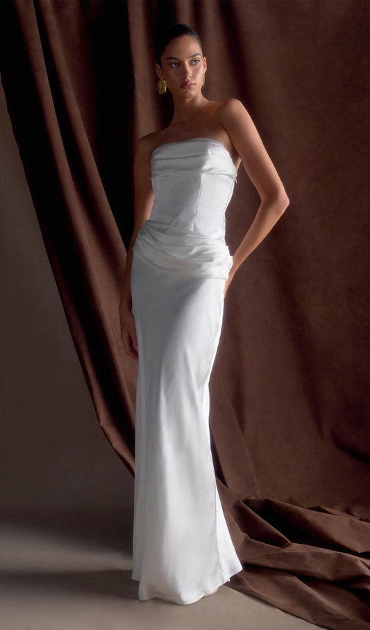 Strapless Satin Maxi Dress