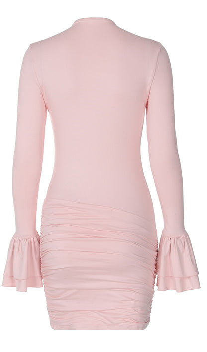 Pleated Mini Dress Baby Pink