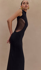 Slinky And Mesh Maxi Dress