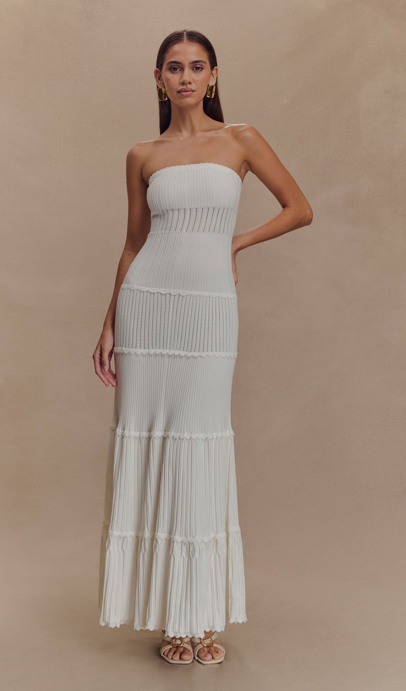 Pointelle Knit Maxi Dress