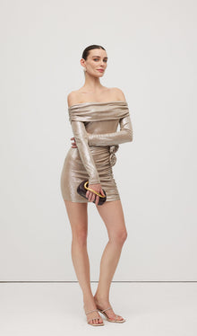 Off Shoulder Long Sleeve Mini Dress