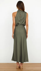 Asymmetric Satin Midi Dress