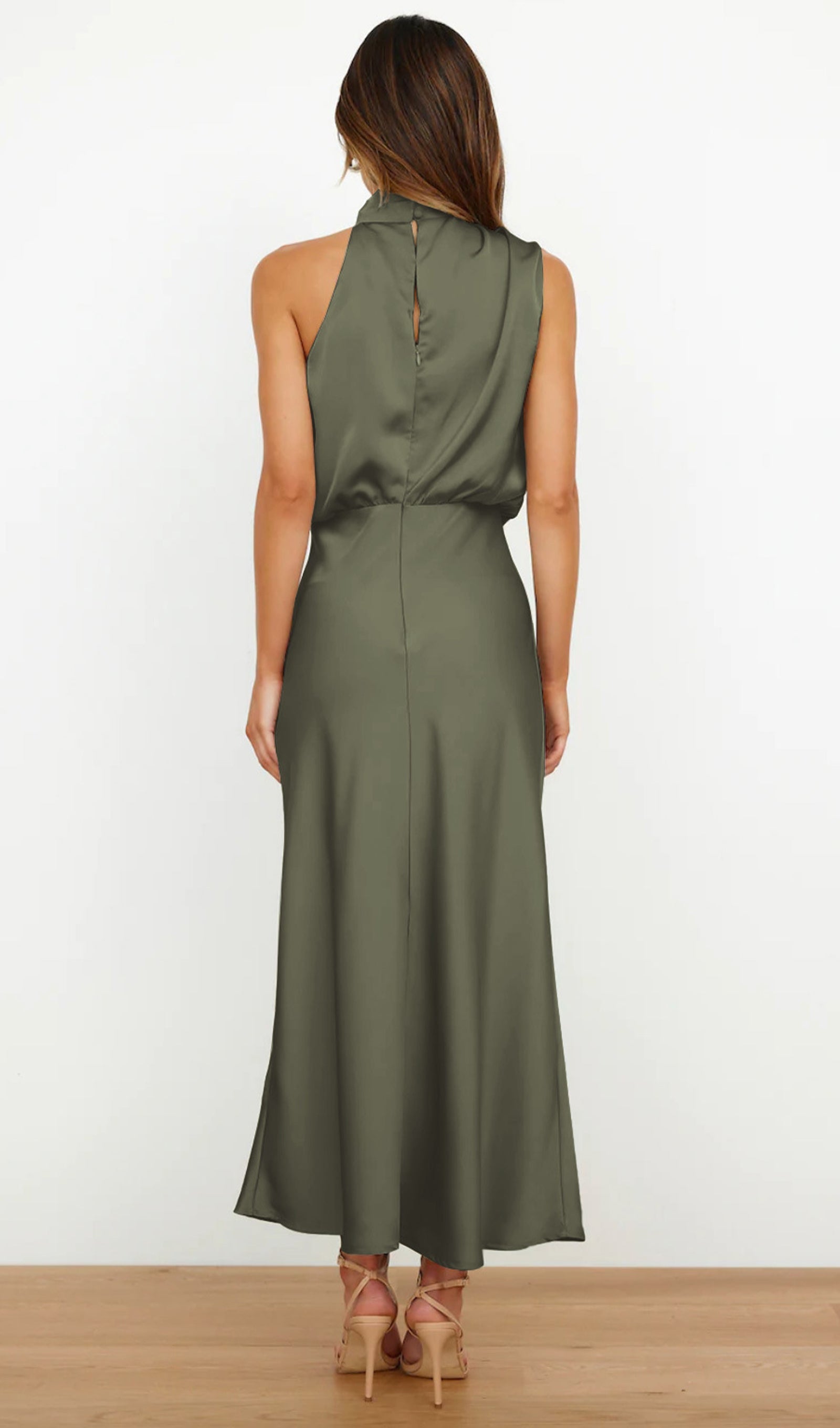 Asymmetric Satin Midi Dress