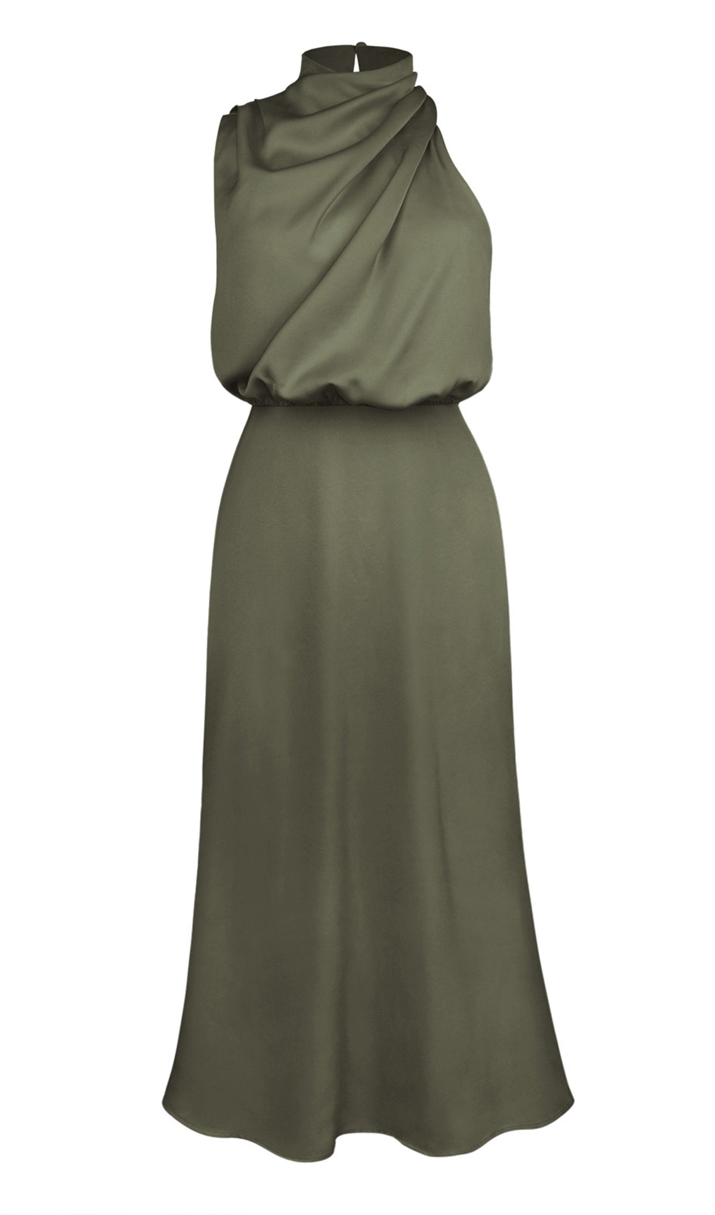 Asymmetric Satin Midi Dress