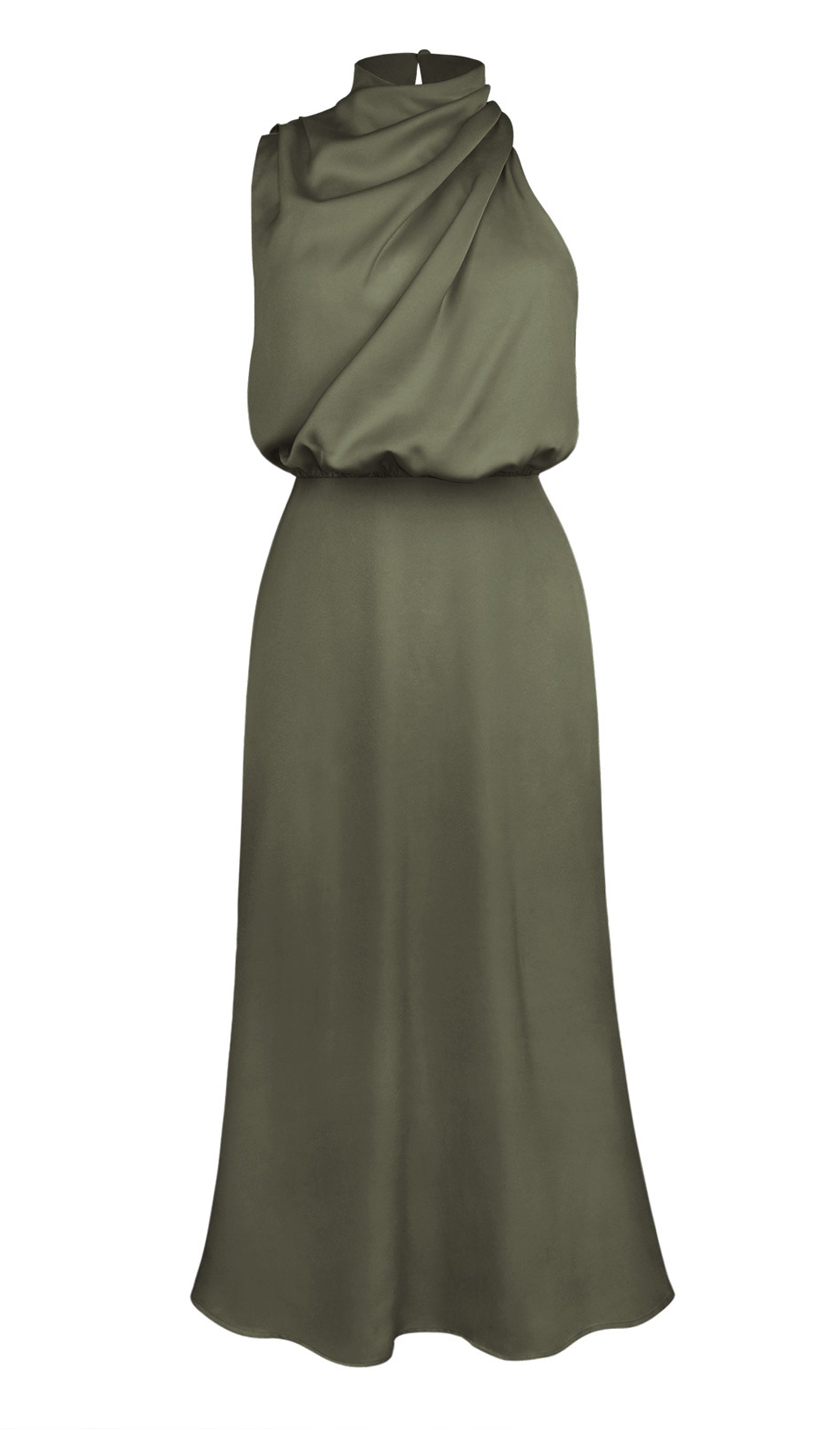 Asymmetric Satin Midi Dress