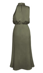 Asymmetric Satin Midi Dress