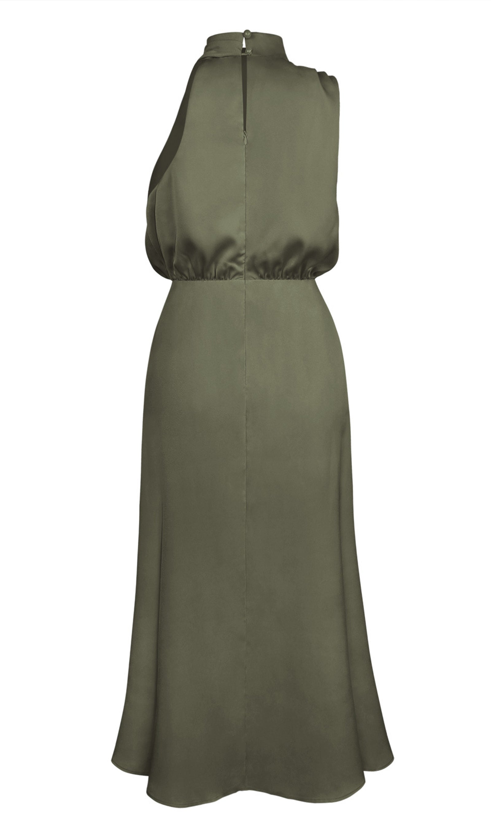 Asymmetric Satin Midi Dress