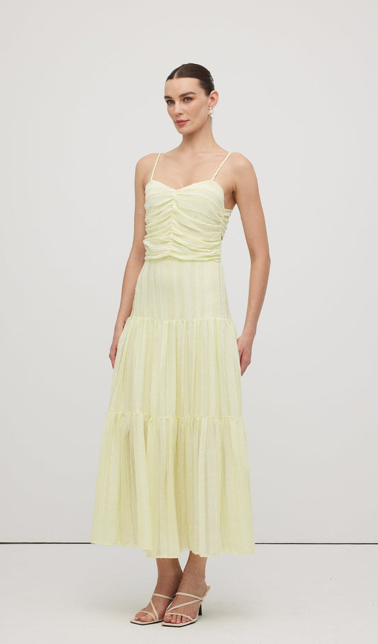 Pleated Backless Tiered Cami Midi Dress
