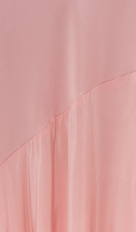 Fitted Satin With Rhinestones Maxi Dress