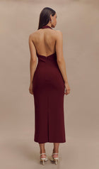 Crepe Halter Midi Dress