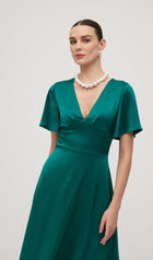 V Neck Evening Midi Dress