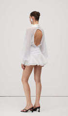 Solid Lantern Sleeve Mini Dress