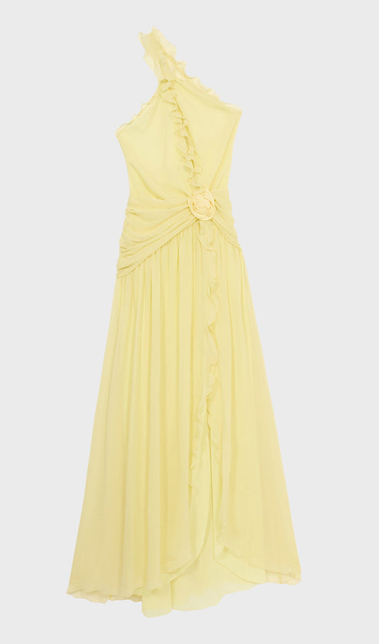 One Shoulder Ruffled Maxi Dress