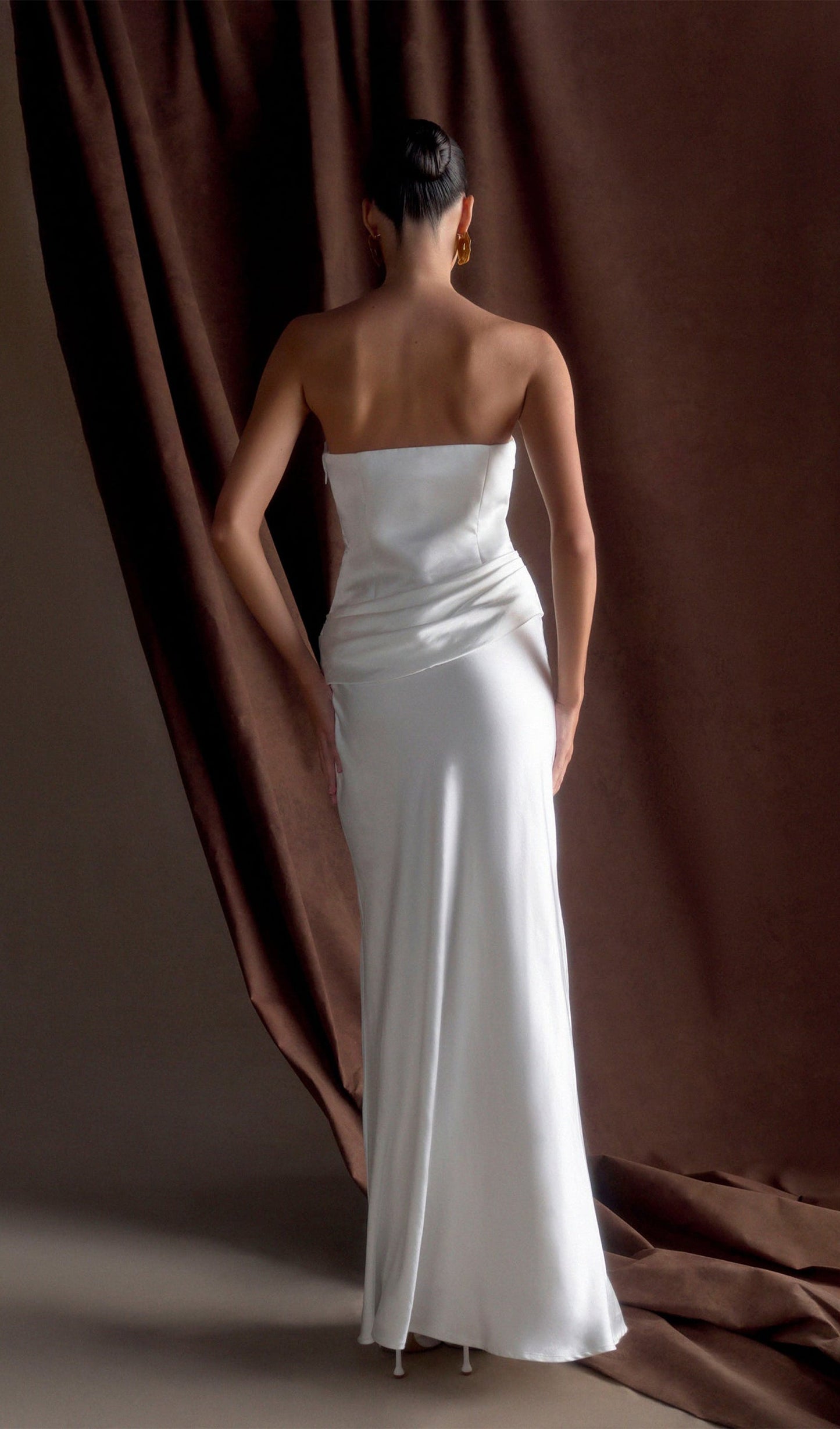 Strapless Satin Maxi Dress