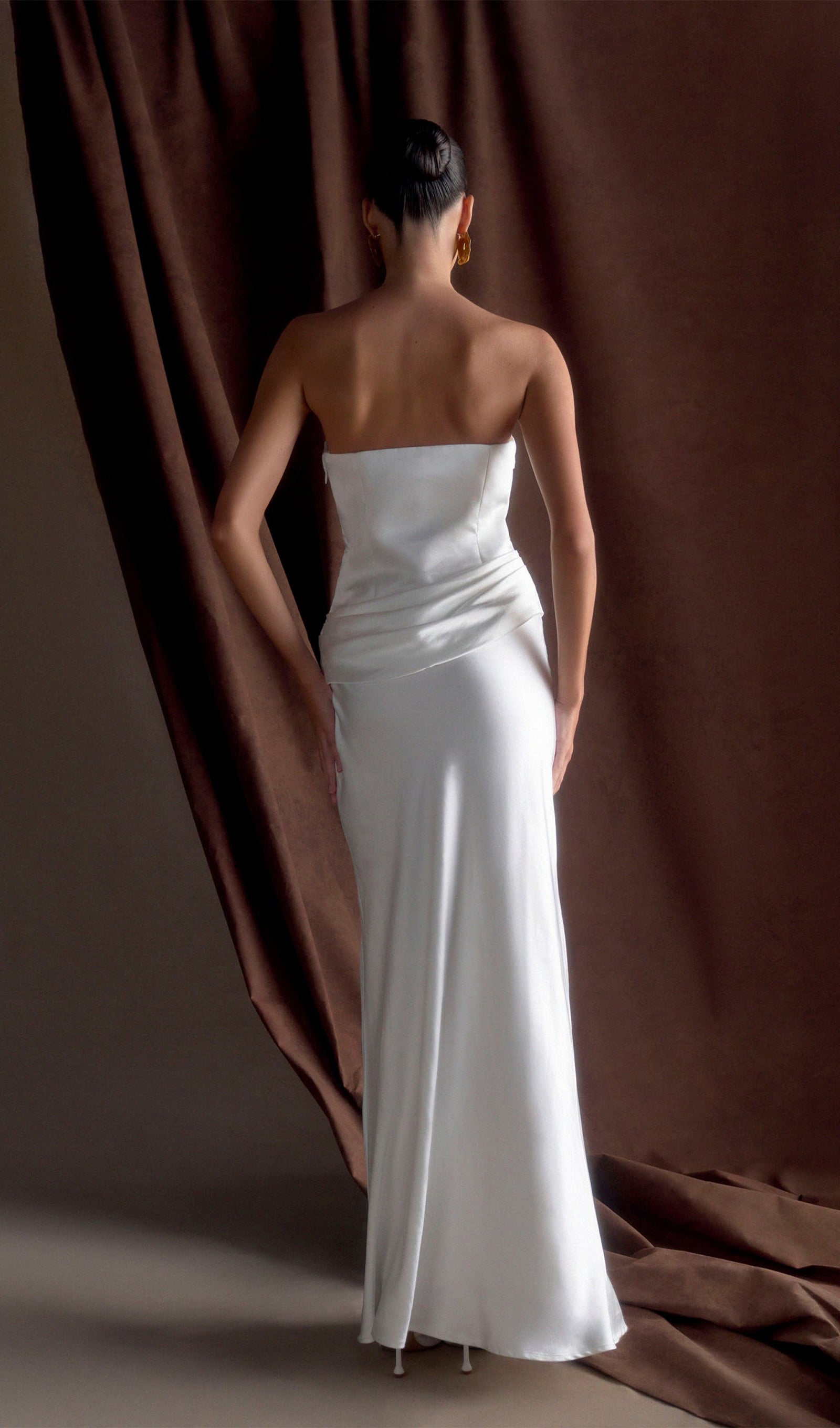 Strapless Satin Maxi Dress