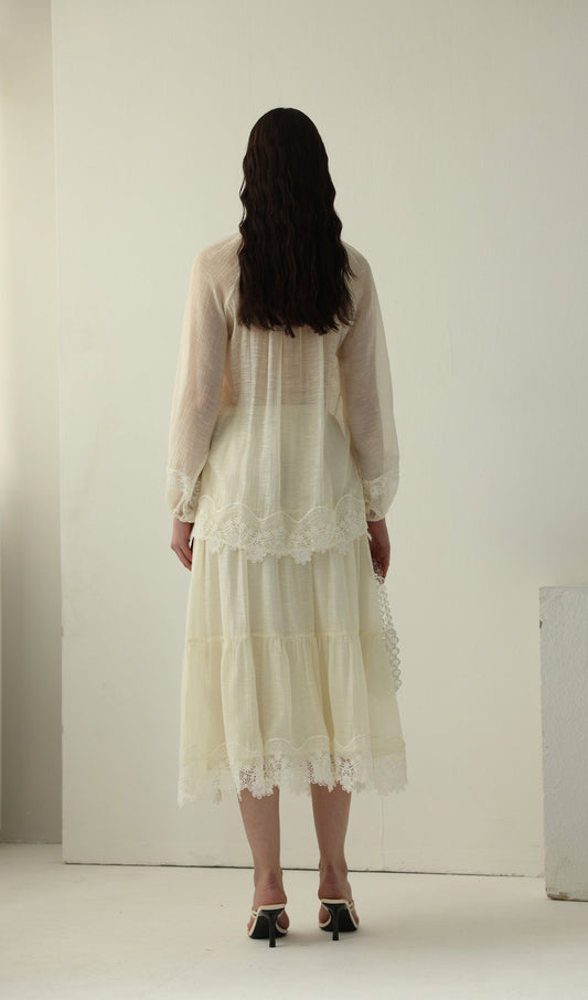 Long Sleeved Lace Panel Top