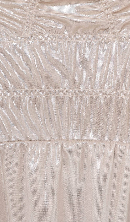 Metallic Elasticated Gathers Maxi Dress