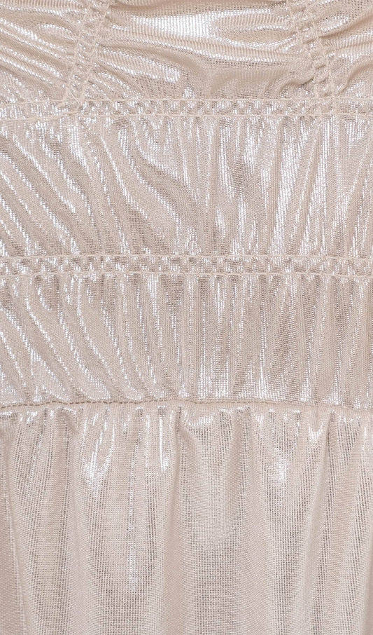 Metallic Elasticated Gathers Maxi Dress