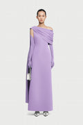 Half-Wrap Cape-Style Back-Slit Gown Dress