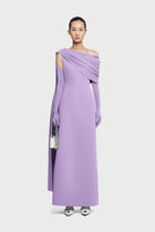 Half-Wrap Cape-Style Back-Slit Gown Dress