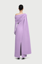 Half-Wrap Cape-Style Back-Slit Gown Dress