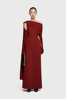 Half-Wrap Cape-Style Back-Slit Gown Dress