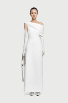 Half-Wrap Cape-Style Back-Slit Gown Dress