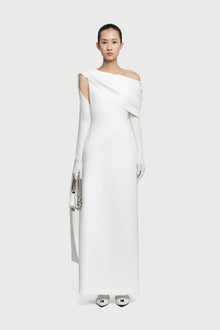 Half-Wrap Cape-Style Back-Slit Gown Dress