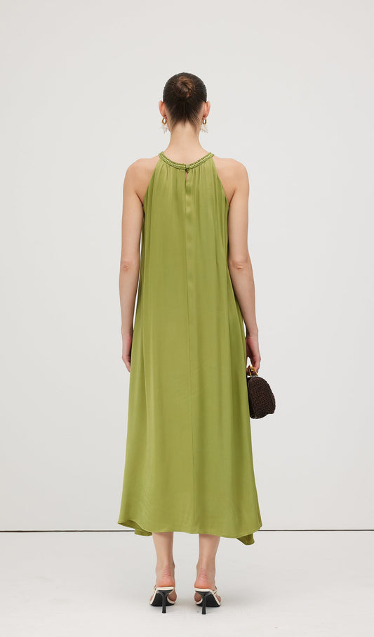 Round Neck Hollow Sleeveless Midi Dress