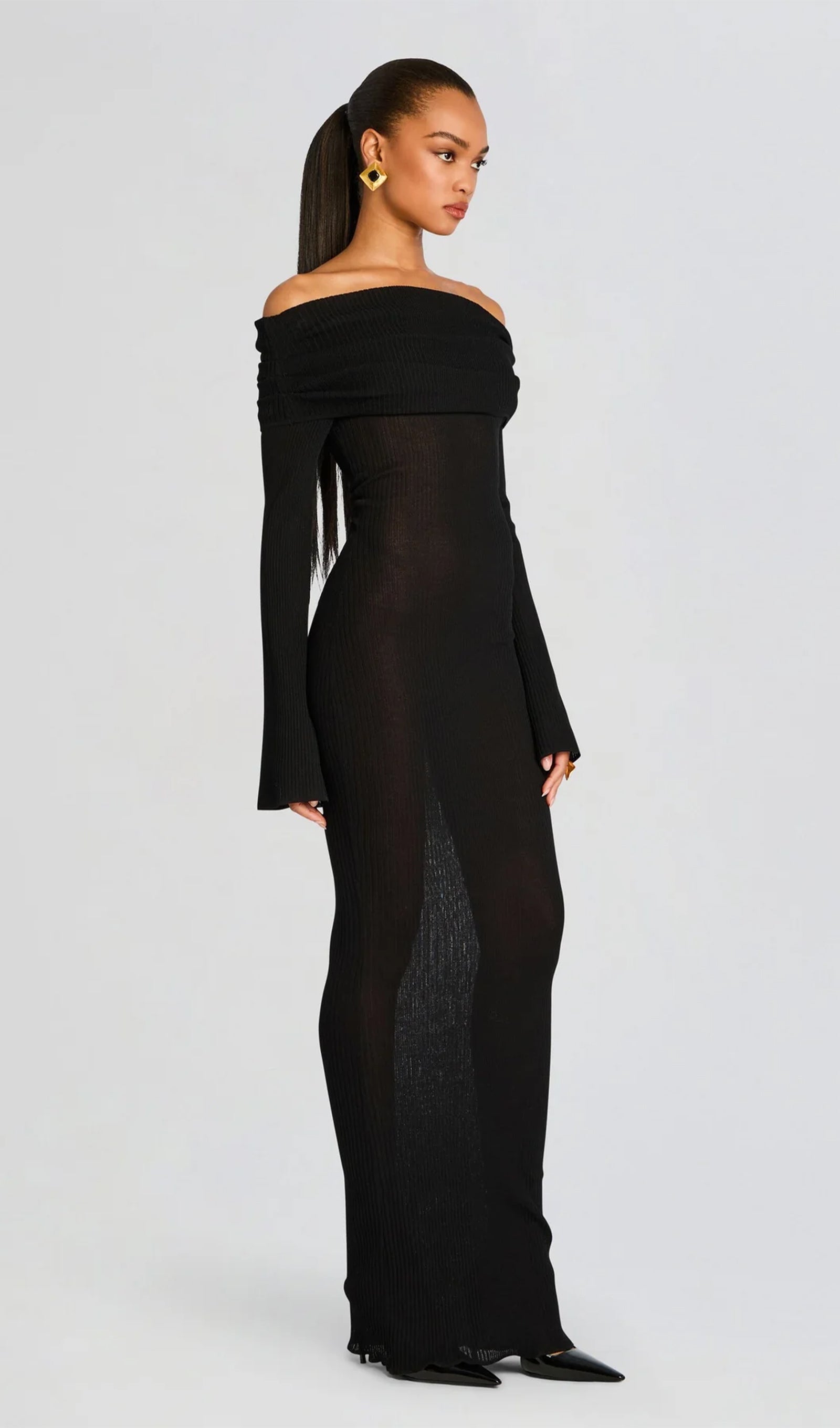 Off Shoulder Slim Fit Maxi Dress