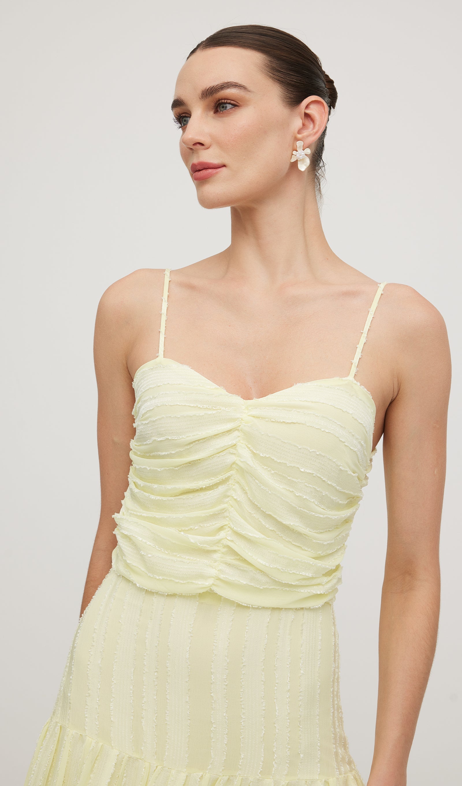 Pleated Backless Tiered Cami Midi Dress