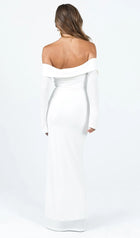 Maida Folded Neckline Maxi Dress White