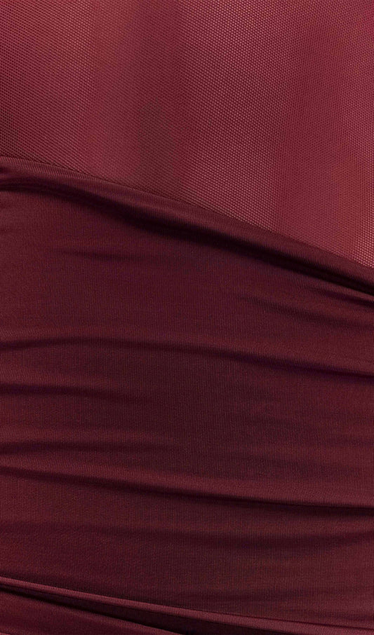 One Shoulder Mesh Maxi Dress