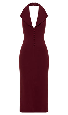 Crepe Halter Midi Dress
