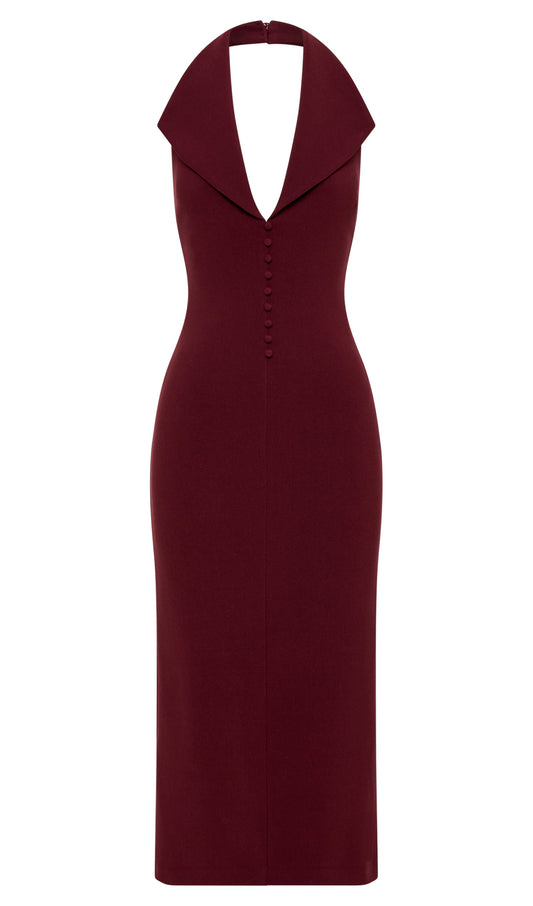 Crepe Halter Midi Dress