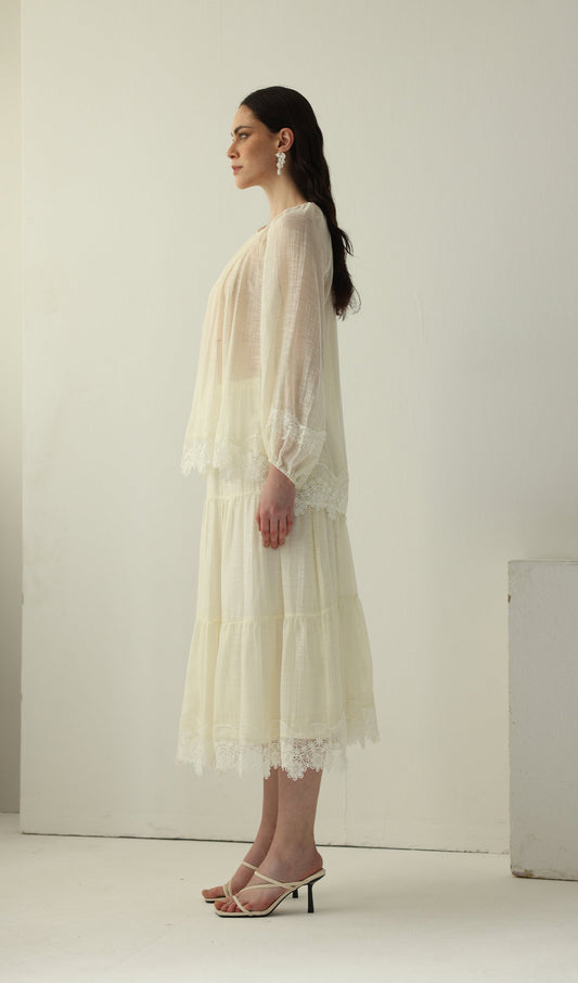 Long Sleeved Lace Panel Top