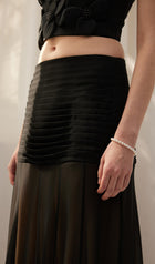 Ruffled Chiffon Maxi Skirt Black