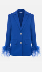 Single Breasted Buttons And Feathers Jacket