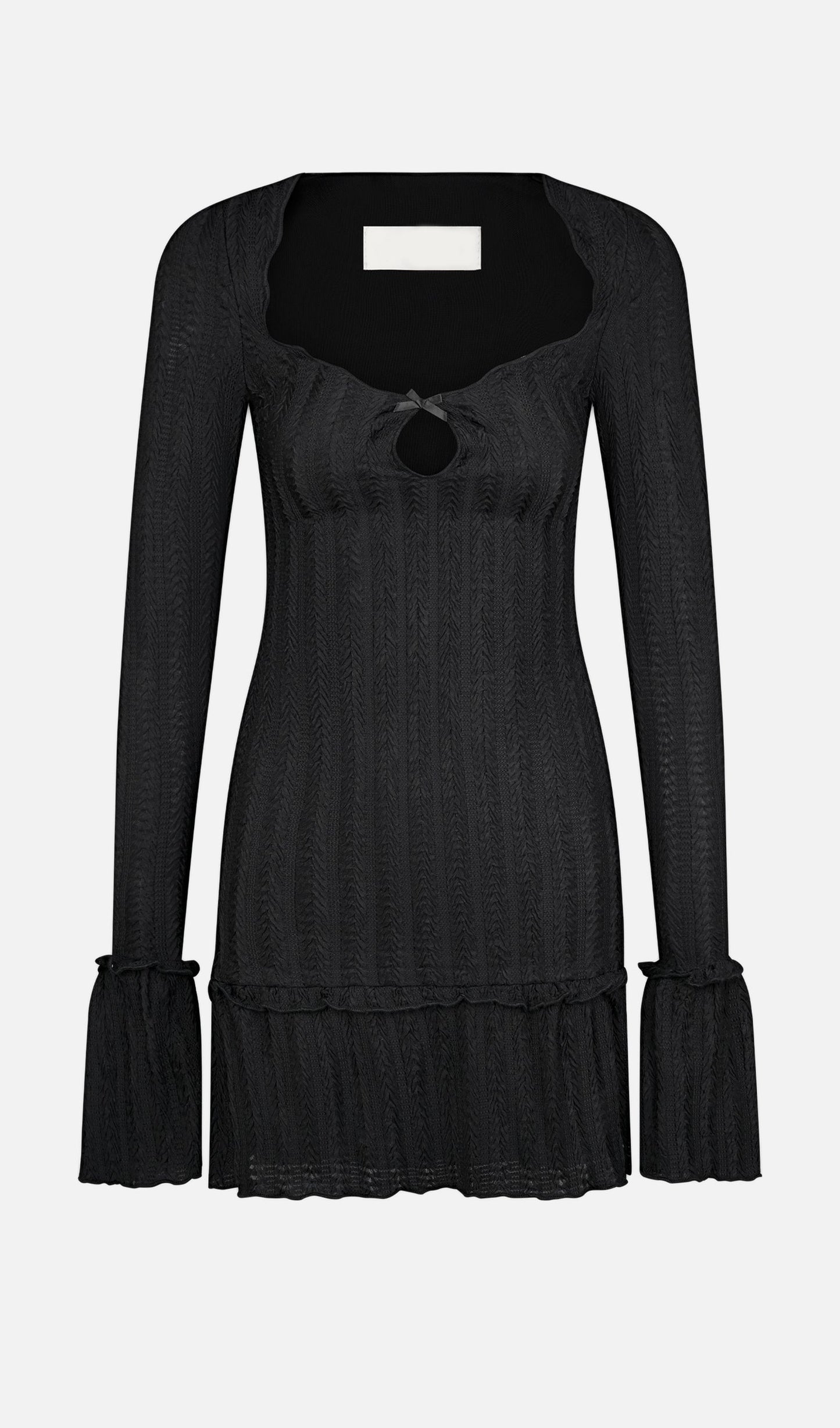 Pointelle Long Sleeve Mini Dress