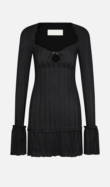 Pointelle Long Sleeve Mini Dress
