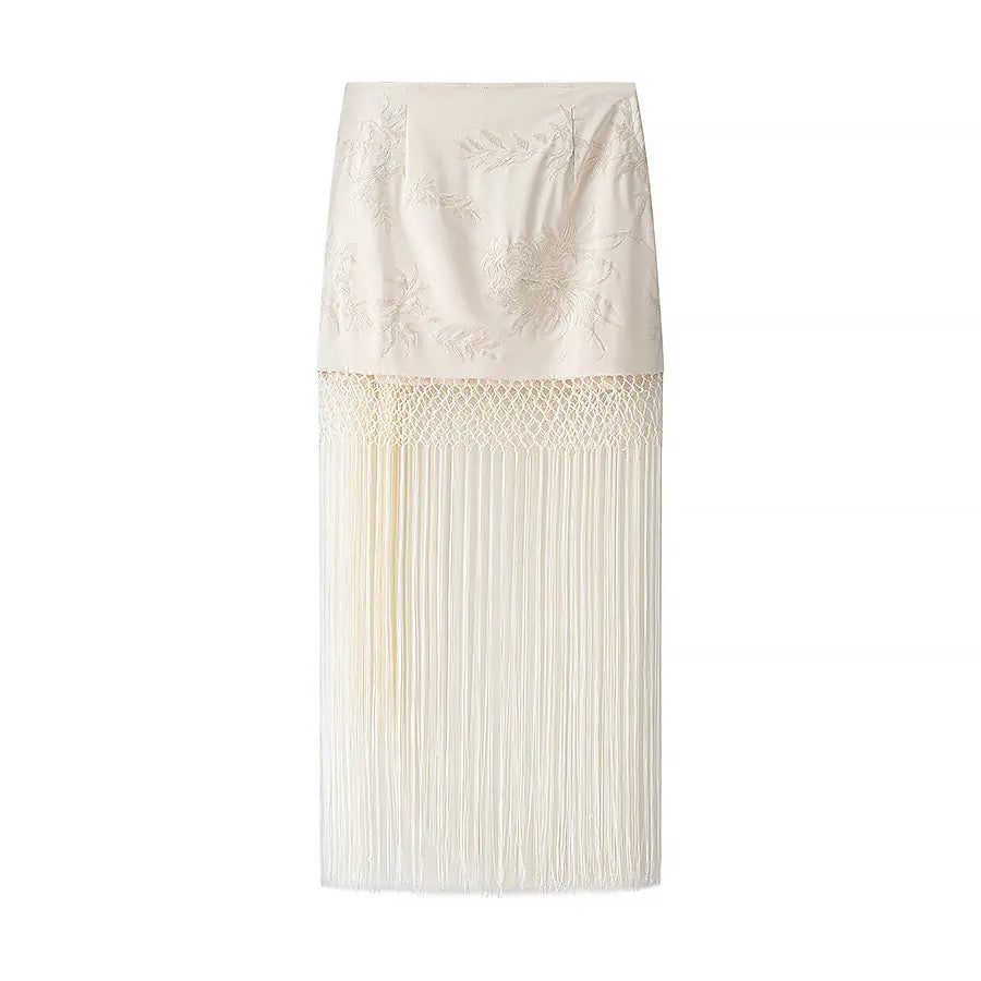 Wrap Style Macramé Fringe Skirt