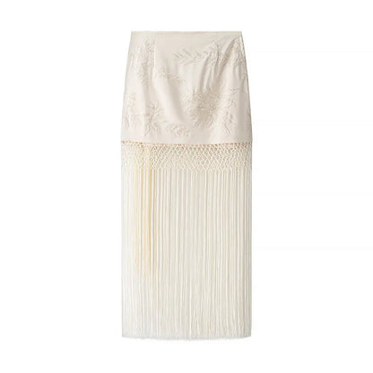Wrap Style Macramé Fringe Skirt
