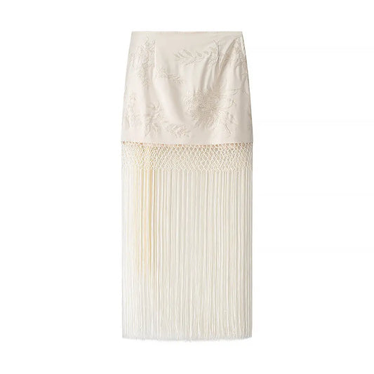 Wrap Style Macramé Fringe Skirt