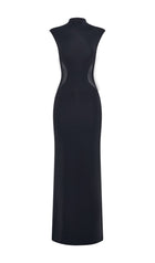 Slinky And Mesh Maxi Dress